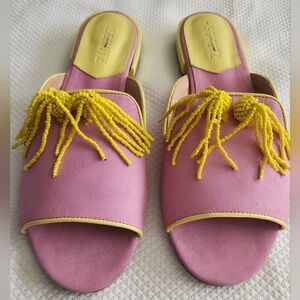 Schutz beaded tassels pink sandals